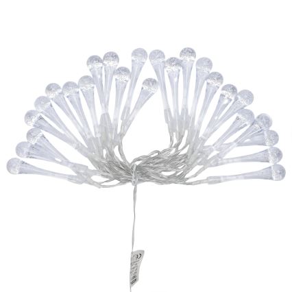 Aigostar - Catena luminosa natalizia da esterno 25xLED/8 funzioni 3xAA 2,5 m IP44 bianco caldo a goccia