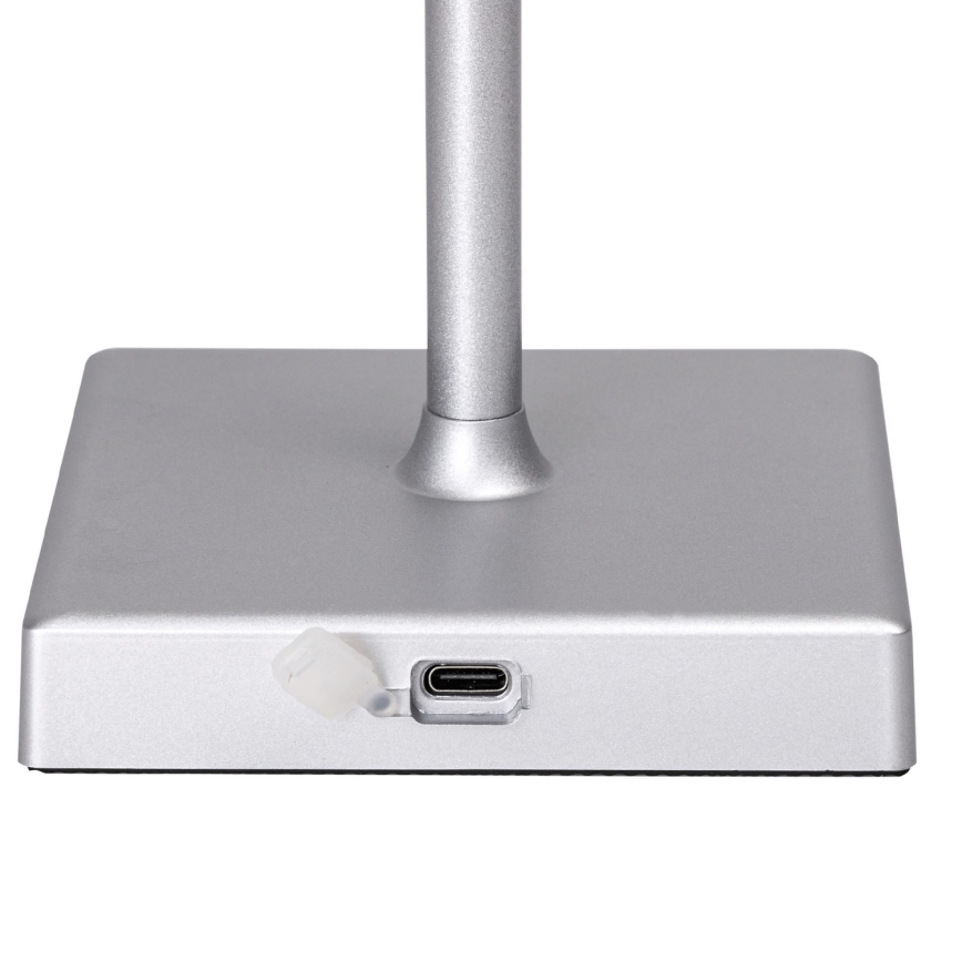 Aigostar - LED Lampada da tavolo ricaricabile dimmerabile per esterni LED/4W/5V 3600mAh bianco/cromo opaco IP54
