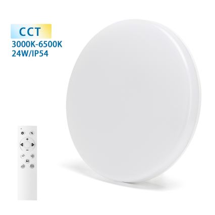Aigostar - LED-dimmbare Badezimmer-Deckenleuchte LED/24W/230V 3000K-6500K IP54 Ø 33 cm + Fernbedienung