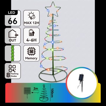 Aigostar - LED décoration de Noël solaire LED/0,59W/3,7V 100 cm IP65 130 mAh multicolore