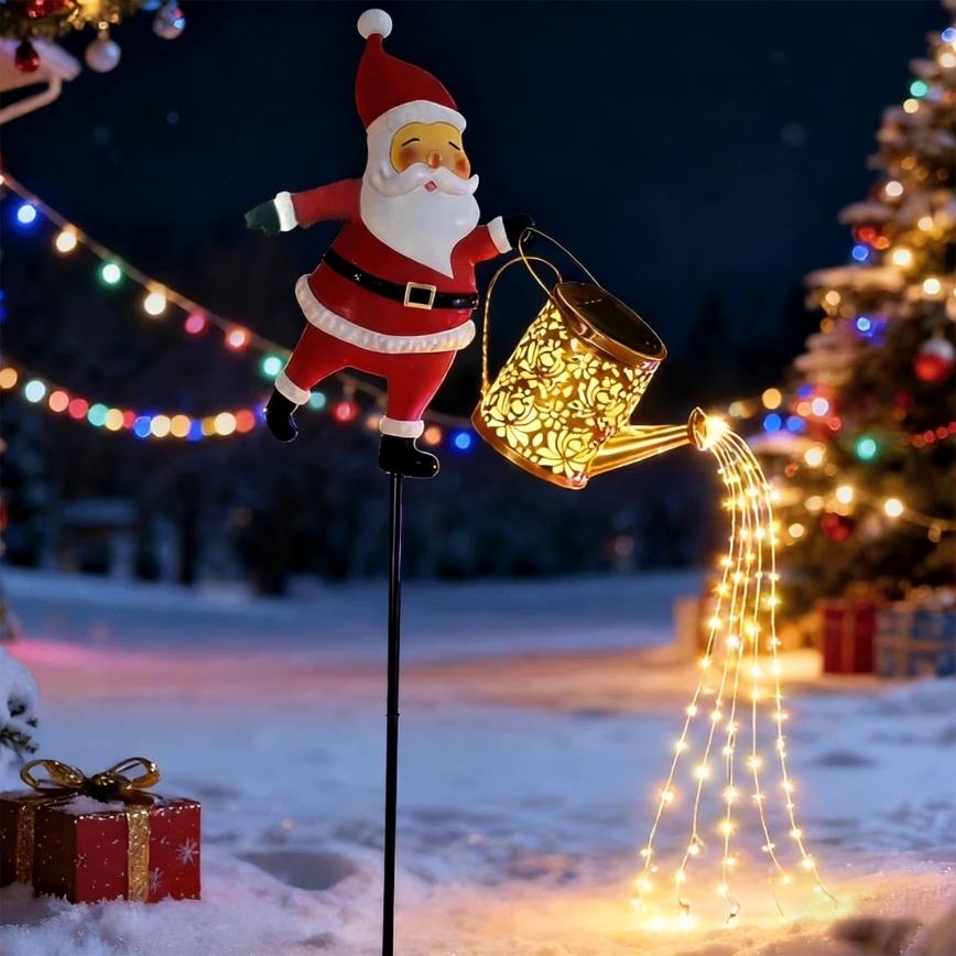 Aigostar - Decorazione natalizia LED da esterno 120xLED/3xAA/8 funzioni 80 cm IP44 Santa/bianco caldo