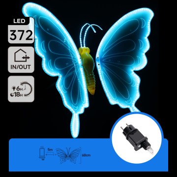 Aigostar - LED decorazione per esterni 372xLED 60 cm IP44 farfalla/blu