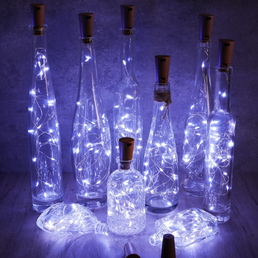 Aigostar - LED Dekorationskette mit Flaschenverschluss 20xLED/3xLR44 2m kaltweiß