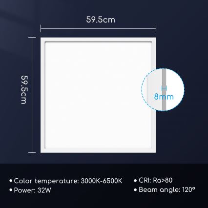 Aigostar - LED dimmbares Einbaupanel 32W/230V Wi-Fi 60x60 cm