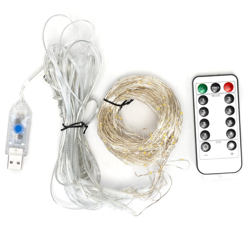 Aigostar - Dimmbare LED-Weihnachtslichterkette 300 LEDs/8 Funktionen USB 6x3m mehrfarbig + Fernbedienung