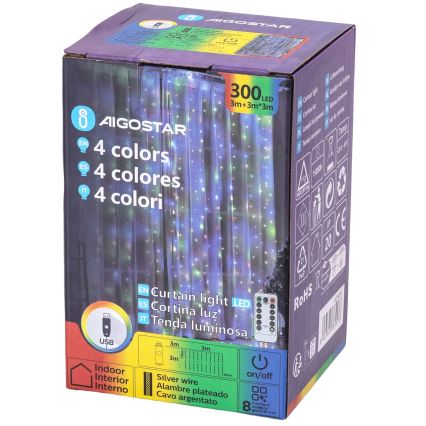 Aigostar - Dimmbare LED-Weihnachtslichterkette 300 LEDs/8 Funktionen USB 6x3m mehrfarbig + Fernbedienung