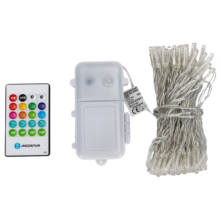 Aigostar - Dimmbare LED-Weihnachtslichterkette für den Außenbereich mit Bewegungsmelder 100xLED/3xAA 12m warmweiß + Fernbedienung