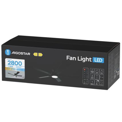 Aigostar - LED dimmbarer Deckenventilator LED/20W/230V 2700-6500K 132cm schwarz + Fernbedienung