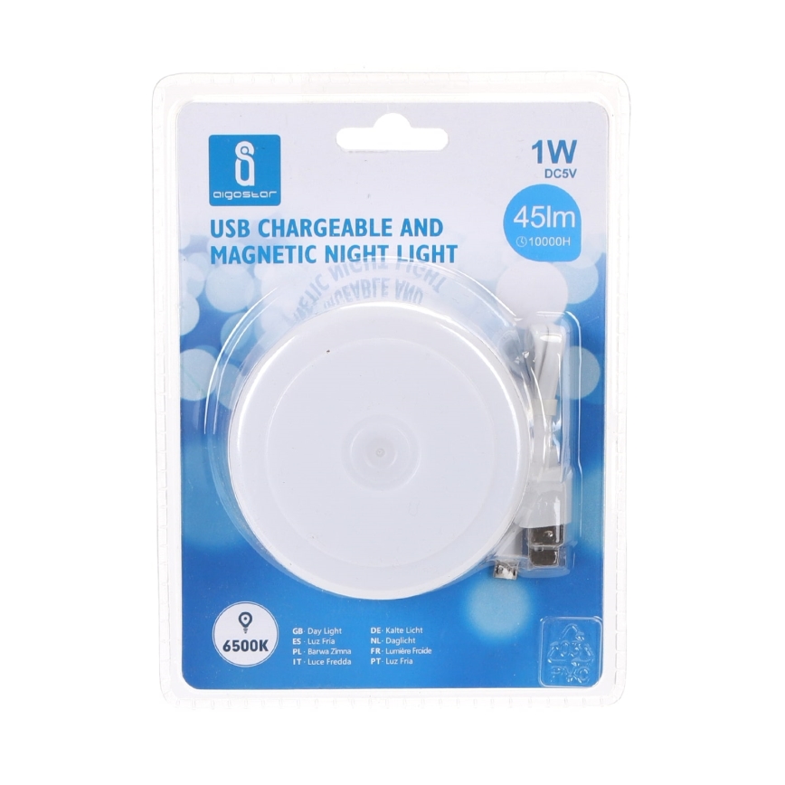 Aigostar - LED Dimmerabile portable luce notturna LED/1W/5V 6500K + USB