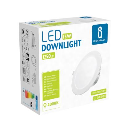 Aigostar - LED-Einbauleuchte für Badezimmer LED/15W/230V 4000K IP44 Ø 14,5 cm weiß