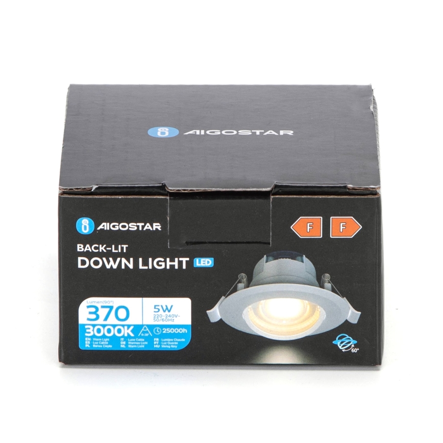 Aigostar - LED-Einbauleuchte LED/5W/230V 3000K Ø 8,5 cm weiß