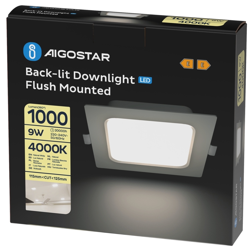 Aigostar - LED Einbauleuchte LED/9W/230V 4000K 14,5x14,5 cm weiß