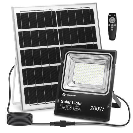 Aigostar - LED Faro solare dimmerabile LED/200W/3,2V IP66 + telecomando