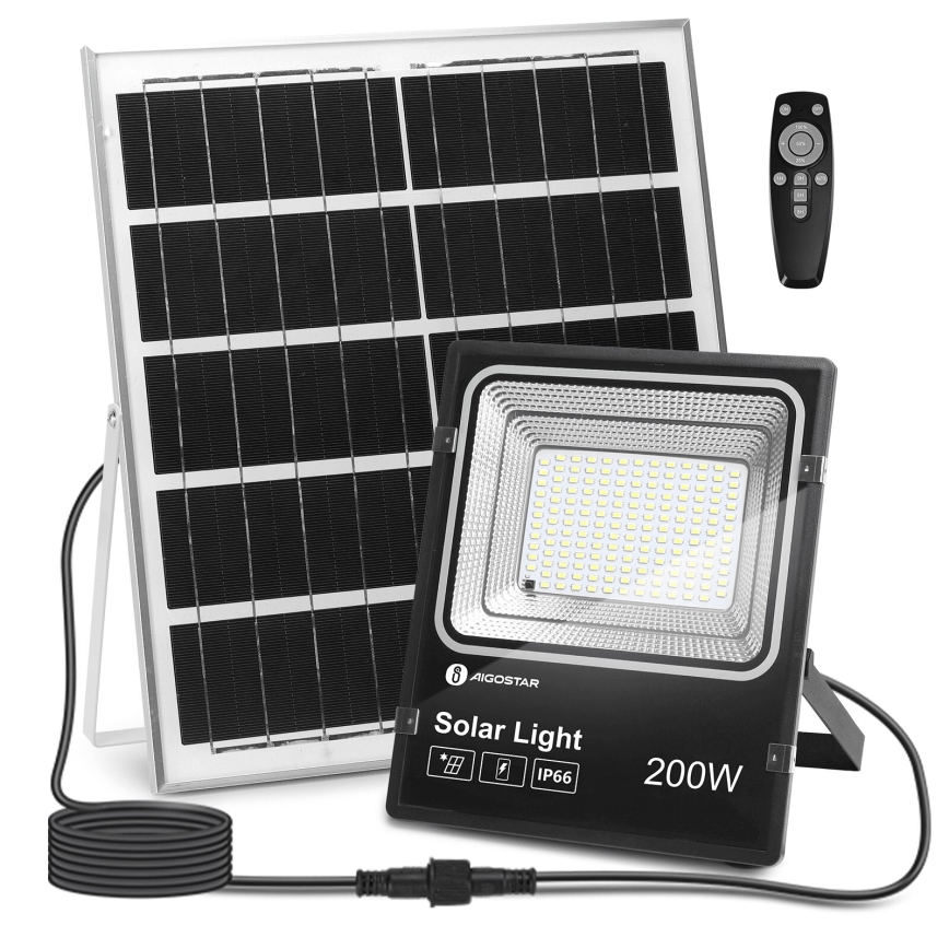 Aigostar - LED Faro solare dimmerabile LED/200W/3,2V IP66 + telecomando
