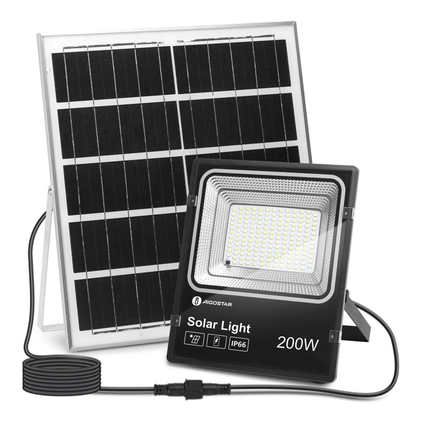 Aigostar - LED Faro solare dimmerabile LED/200W/3,2V IP66 + telecomando