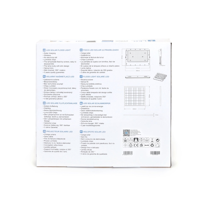 Aigostar - LED Faro solare dimmerabile LED/200W/3,4V IP65 + telecomando