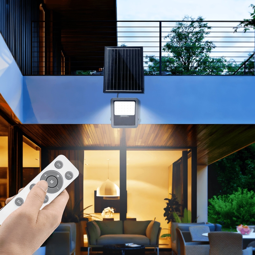 Aigostar - LED Faro solare dimmerabile LED/200W/3,4V IP65 + telecomando