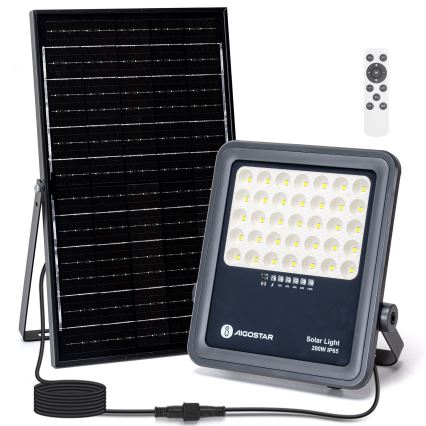 Aigostar - LED Faro solare dimmerabile LED/200W/3,4V IP65 + telecomando