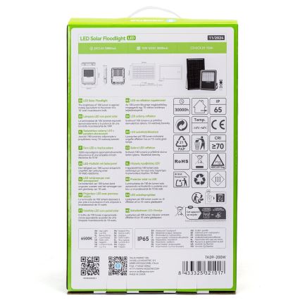Aigostar - LED Faro solare dimmerabile LED/200W/3,4V IP65 + telecomando