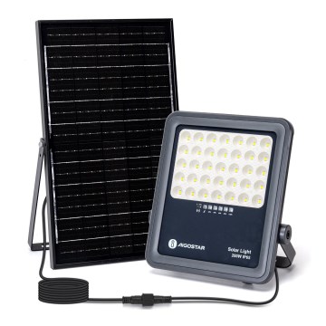 Aigostar - LED Faro solare dimmerabile LED/200W/3,4V IP65 + telecomando