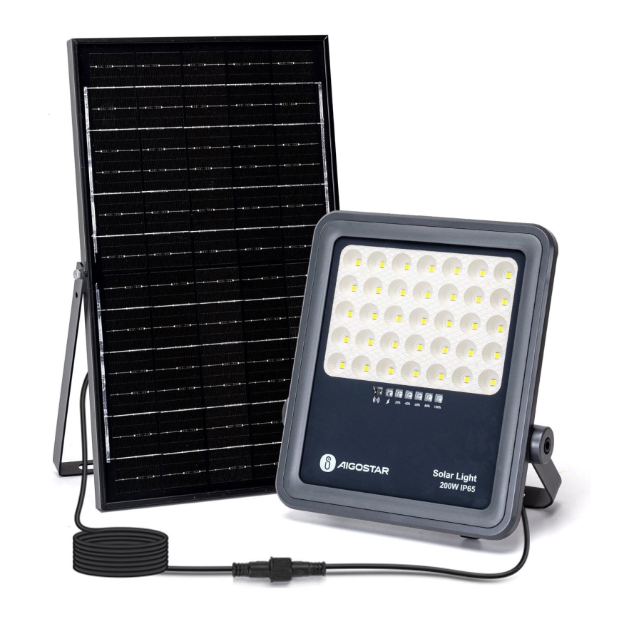 Aigostar - LED Faro solare dimmerabile LED/200W/3,4V IP65 + telecomando