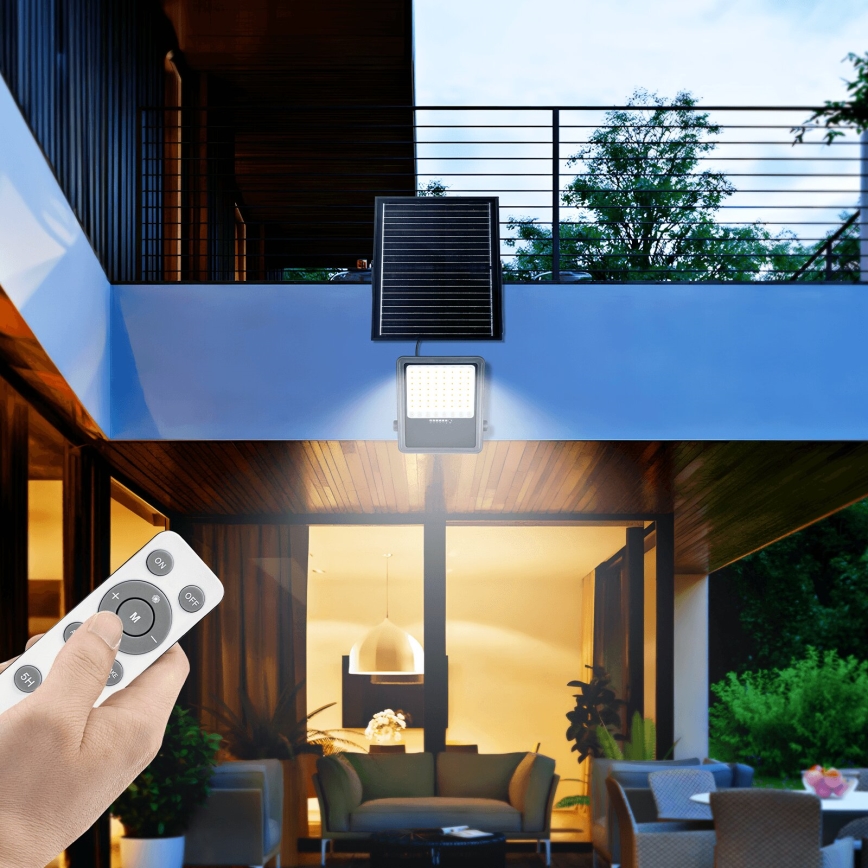Aigostar - LED Faro solare dimmerabile LED/300W/3,4V IP65 + telecomando
