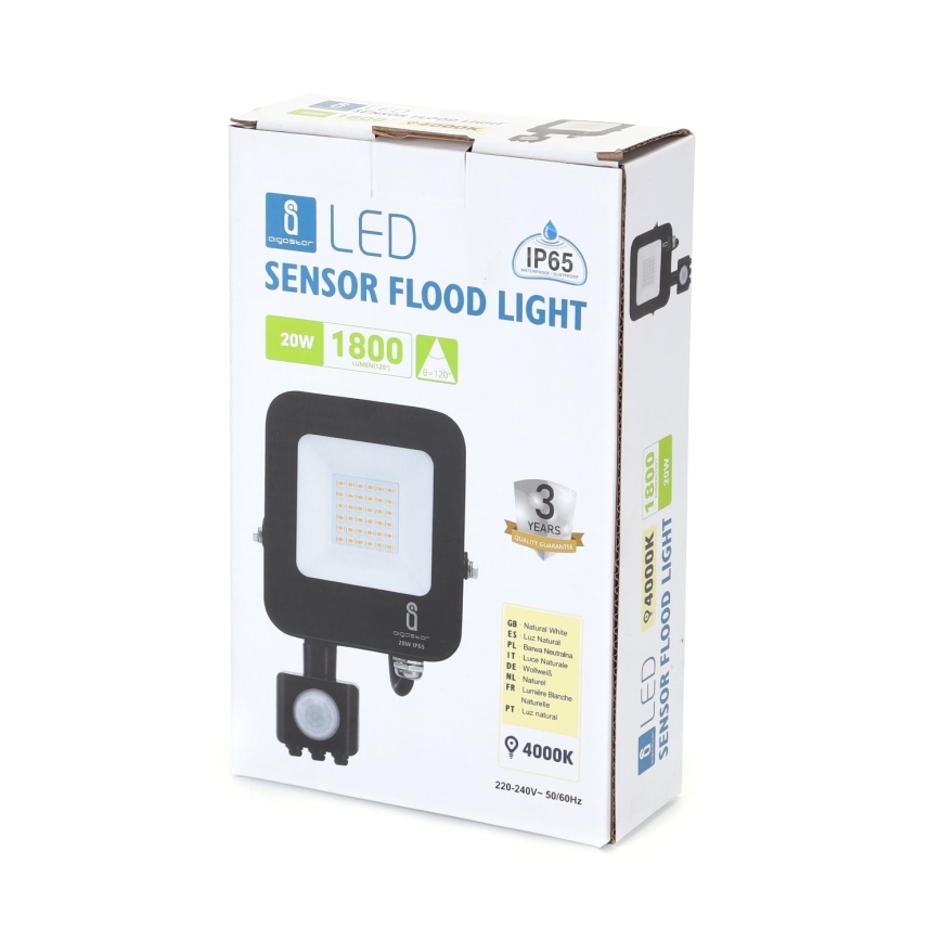 Aigostar - LED-Flutlicht mit Sensor LED/20W/230V 4000K IP65