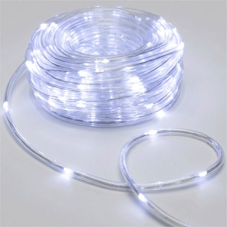 Aigostar - Guirlande de Noël LED d'extérieur 100 LED / 8 fonctions / 3 × piles AA / 10,3 m / IP44 / blanc froid