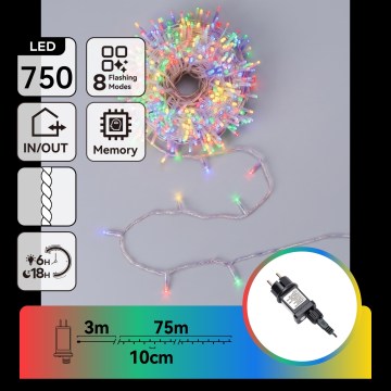 Aigostar - LED Guirlande de Noël extérieure 750xLED/8 fonctions 78m IP44 multicolore