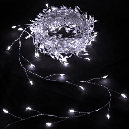 Aigostar - Guirlande de Noël LED d'extérieur 300 LED / 8 fonctions, 3xAA, 9,3 m, IP44, blanc froid