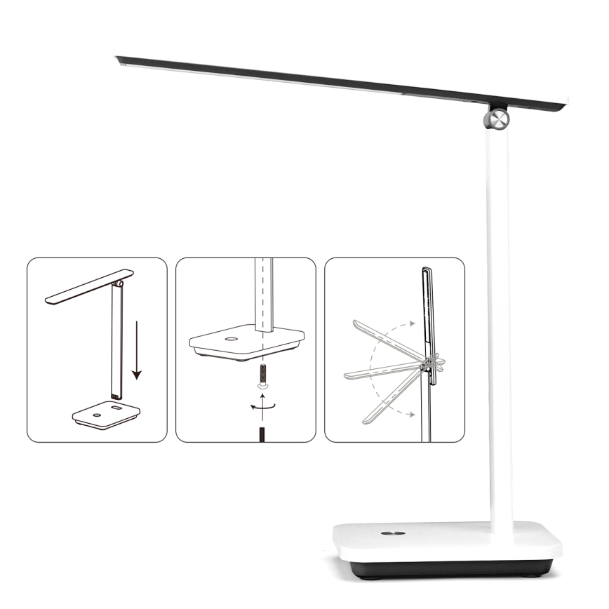 Aigostar - LED Lampada da tavolo ricaricabile dimmerabile LED/5W/5V 3000-6500K bianco/nero
