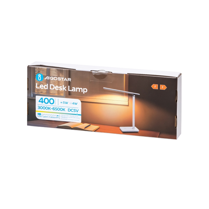Aigostar - LED Lampada da tavolo ricaricabile dimmerabile LED/5W/5V 3000-6500K bianco/nero