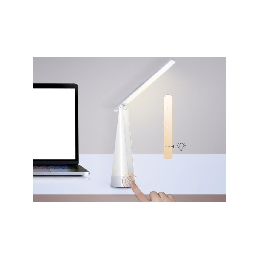 Aigostar - LED Lampada da tavolo ricaricabile dimmerabile LED/7W/5V 4000K 4400 mAh bianco