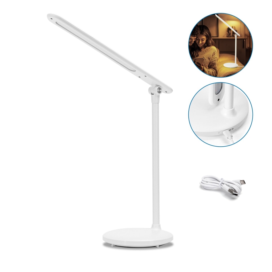Aigostar - LED Lampada da tavolo touch ricaricabile e dimmerabile LED/3W/5V 1200mAh 3000/4000/6500K