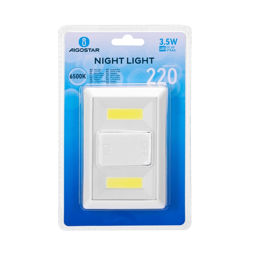 Aigostar - LED Lampada notturna portatile LED/4xAAA 6500K