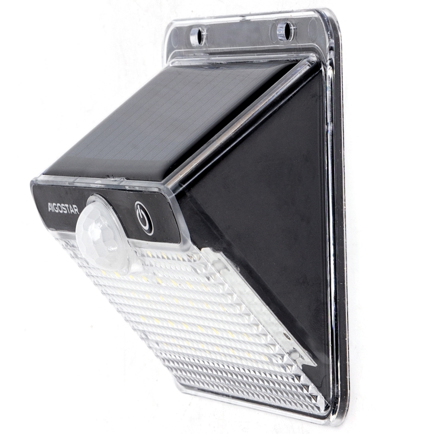 Aigostar - Lampada solare a LED con sensore, 3,7 V, 6500 K, 1200 mAh, IP65, nera