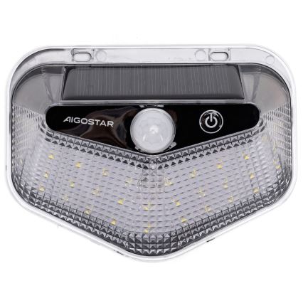 Aigostar - Lampada solare LED con sensore LED/3,7V 6500K 500 mAh IP65 nero