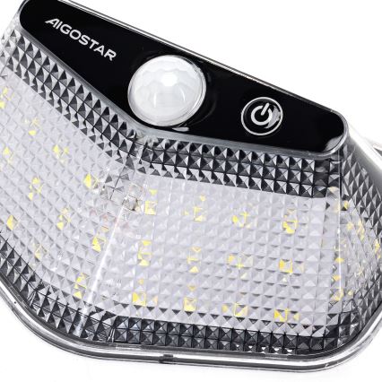 Aigostar - Lampada solare LED con sensore LED/3,7V 6500K 500 mAh IP65 nero
