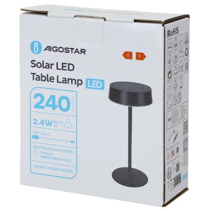 Aigostar - Lampe solaire LED/2,4W/5V IP44 1800 mAh