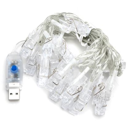 Aigostar - LED-Lichterkette 20xLED/5W/USB 6 m warmweiß