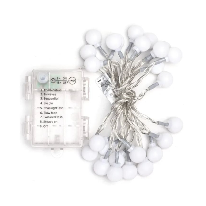 Aigostar - LED-Lichterkette für den Außenbereich, 25 LEDs, 3× AA-Batterien, 8 Leuchtfunktionen, 2,8 m, IP44, mehrfarbig