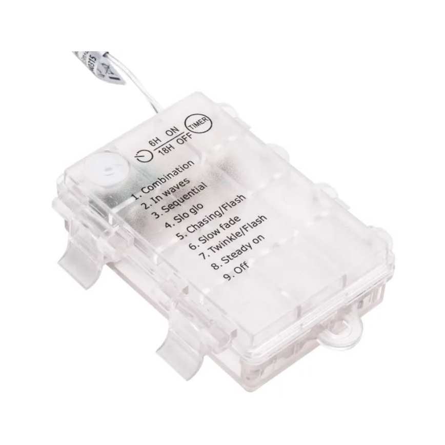 Aigostar - LED-Lichterkette für den Außenbereich, 25 LEDs, 3× AA-Batterien, 8 Leuchtfunktionen, 2,8 m, IP44, mehrfarbig