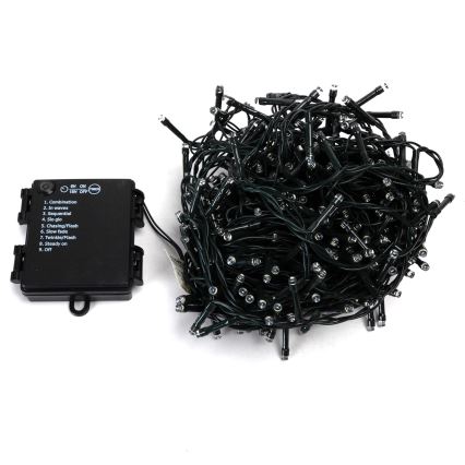Aigostar - LED-Außen-Lichterkette, 400 LEDs, 8 Funktionen, 4×AA, 20,3 m, IP44, mehrfarbig