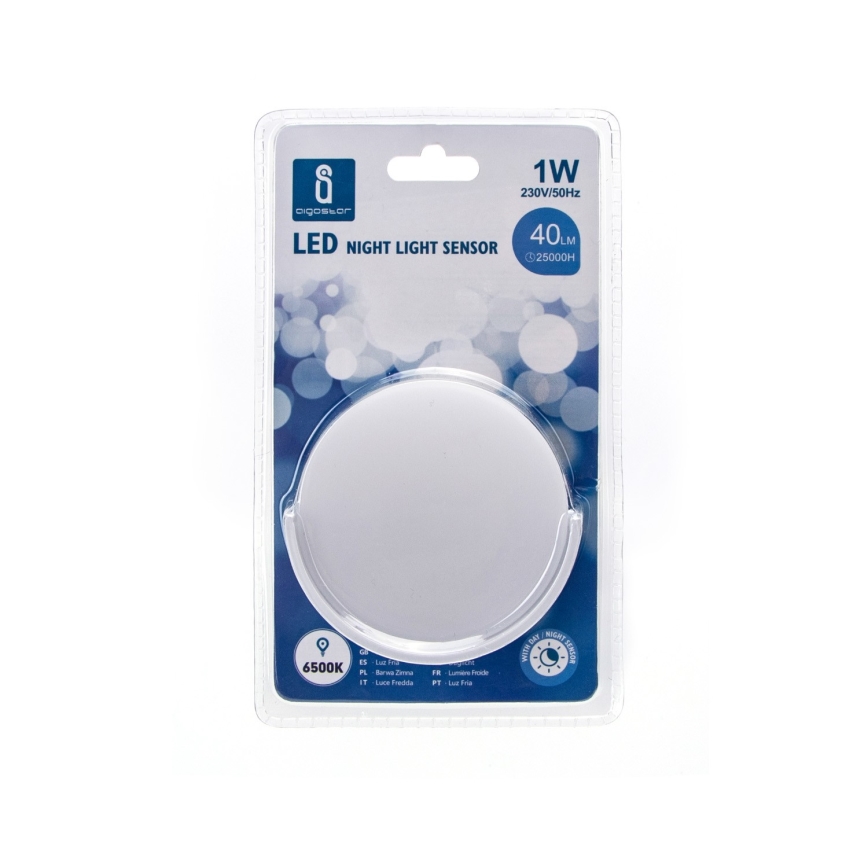 Aigostar - LED Luce notturna con sensore crepuscolare LED/1W/230V 6500K arrotondato