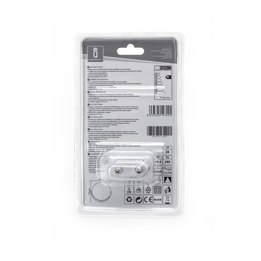 Aigostar - LED Luce notturna con sensore crepuscolare LED/1W/230V 6500K arrotondato