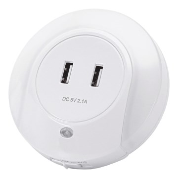 Aigostar - LED-Nachtlicht mit Dämmerungssensor für die Steckdose mit USB LED/0,4W/230V