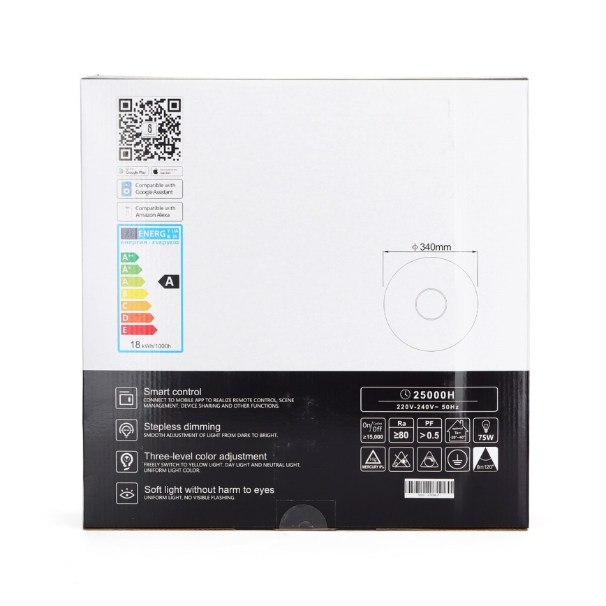 Aigostar - LED Plafoniera dimmerabile LED/18W/230V d. Wi-Fi da 34 cm