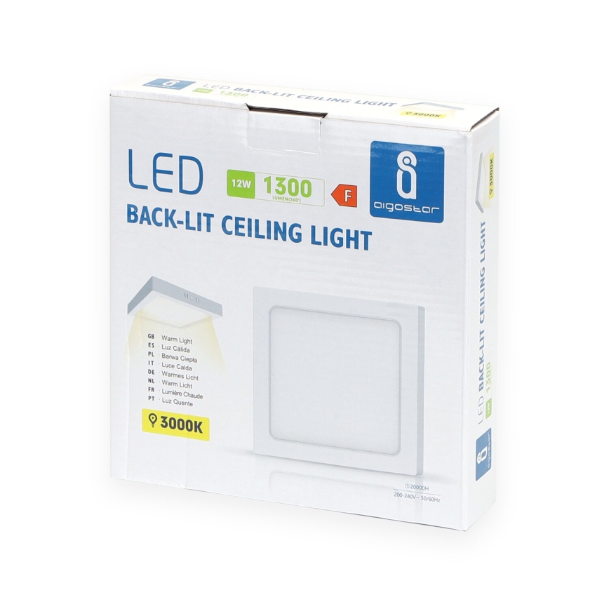 Aigostar - LED Plafoniera LED/12W/230V 17,3x17,3 cm 3000K bianco