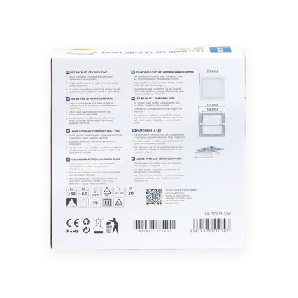 Aigostar - LED Plafoniera LED/12W/230V 17,3x17,3 cm 3000K bianco