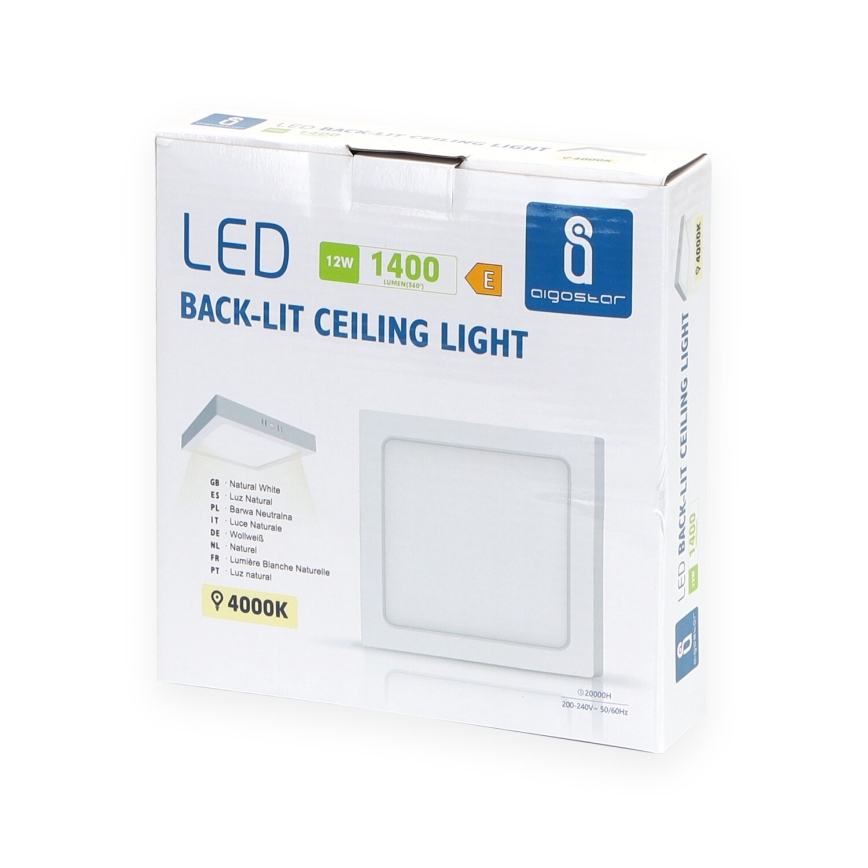 Aigostar - LED Plafoniera LED/12W/230V 17,3x17,3 cm 4000K bianco